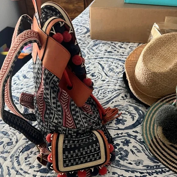 Tory Burch Black and Orange Patterned Backpack - Picture 7 of 7